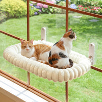 Zakkart SnugCloud Foldable Cat Window Perch – Essentials for Cats - Cream White / Large (24.8"x15.7")