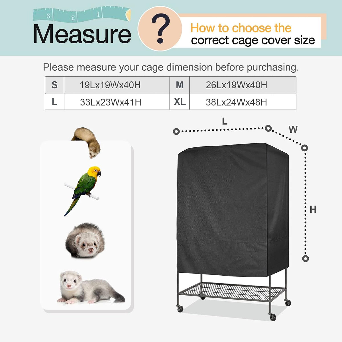 Explore Land Bird Universal Pet Cage Cover Good Night, L - Large / Black - image 2