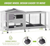 Outdoor Rabbit Hutch Indoor Bunny on Wheels Large Guinea Pig Cage with Run for Any Small Animals,Removable Pull Out Tray…