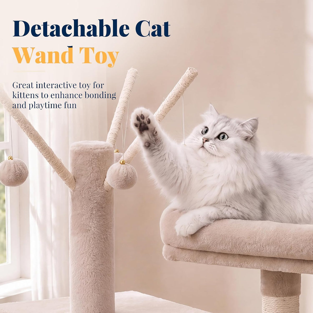 Hey-brother Cat Tree Tower with Padded Platform Bed, Hammock - 53 Inch / Muchroom - image 3