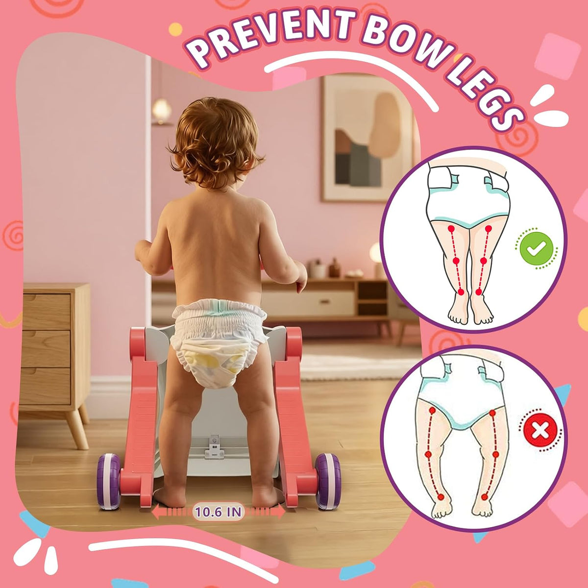 HYES 5 in 1 Push Walker for Toddler Boy - Red - image 4