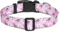 Mercano Adjustable Dog Collar - Special Design Patterns, Soft Nylon Comfortable Durable Pet Collar for Small Medium Large Dogs (XS, Pink White Flower)