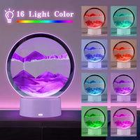 rysnwsu Moving Sand Art Picture Round Glass 3D Deep Sea Sandscape - Purple / Button-Control - image 2