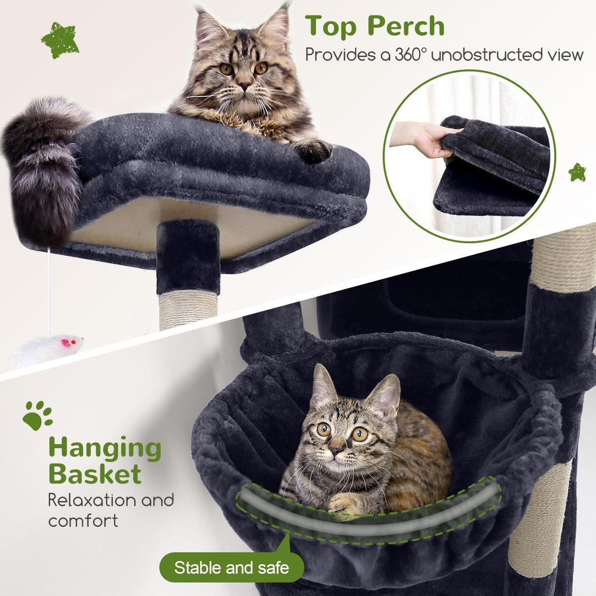 Globlazer Extra Large Cat Tower for Big Cats 20 lbs, F81 - 81 inch / Dark Grey - image 4