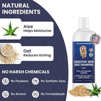 Premium 3-in-1 Sensitive Skin Dog Shampoo, Great for Allergies, Itching, Scratching, Anti-Itch Shampoo for Dogs with Oatmeal & Aloe, Made in USA, Natural Ingredients, 16 oz [We Love Doodles]
