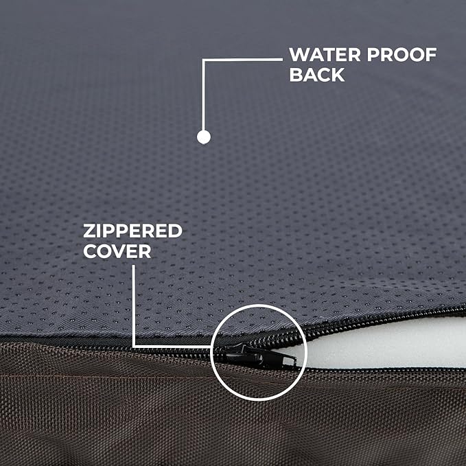 Best Pet Supplies Cute Dog Crate Mat Flat Bed with Waterproof Exterior, Thick Orthopedic Egg Foam Mattress, and Soft Sherpa Fleece Cover for Small, Medium, and Large Breeds - Brown, 35X22X4