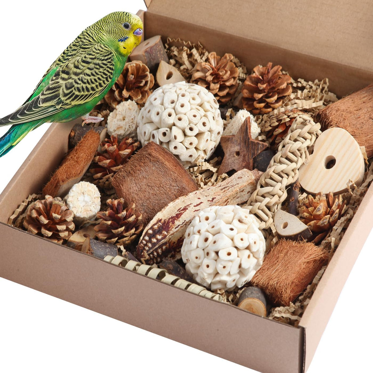 Kyouki Bird Toys Parrot Toys Natural Bird Foraging Box Foot - Large