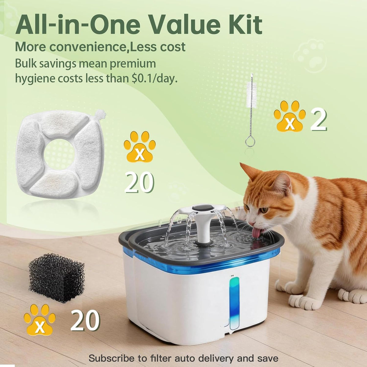 Cat Water Fountain Replacement Filters-12 Pack Cat Fountain Filters - 20 Filters+20 Sponges - image 4