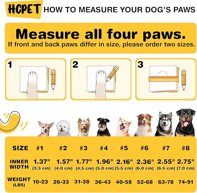 Hcpet Dog Shoes, Dog Boots & Paw Protectors for Winter Snowy Days, Rainy Weather, Outdoor Anti-Slip Sole Dog Booties for Hardwood Floor Black-Leg 4