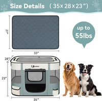 Siedihit 31" Dog Playpen, Cat Puppy Pen - Large / Grey with Pad - image 3