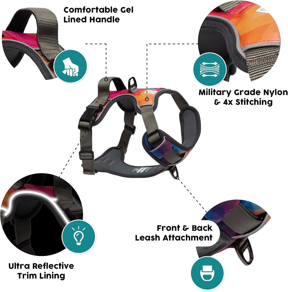 Embark No Pull Dog Harness, Reflective Adjustable Training Vest - XS / Aurora - image 3