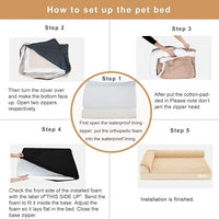 JOYELF Orthopedic Dog Bed for Medium Dogs,U-Shaped Foam Sofa Bed, Bolster Waterproof Pet Bed with Removable Washable Cover and Nonskid Bottom, for Small to Medium Dogs - Khaki