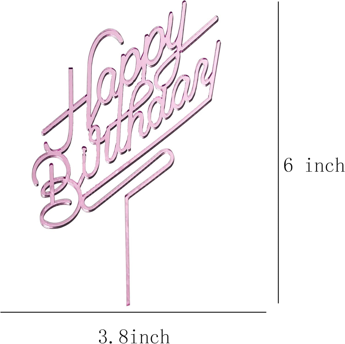 Black acrylic Happy Birthday cake topper on a frosted birthday cake - view 12