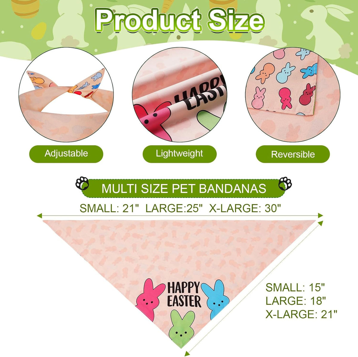 Pink Dog Bandanas Girl Large 2PCS, Summer Spring Plaid Scarf – Essentials for Dogs - easter-26-PEEPS / Large - image 3