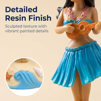 Solar powered dancing hula girl shaking head ornament for car dashboard or desk - view 2