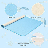 39 Inches× 29 Inches Cooling Mat for Dogs/Cats Immediately Dog Cooling Mat in Summer, Ice Silk Latex Anti-Slip Pet Sleeping Pad Sky Blue Dog Pad Suitable for Car/Indoor/Tourism Use
