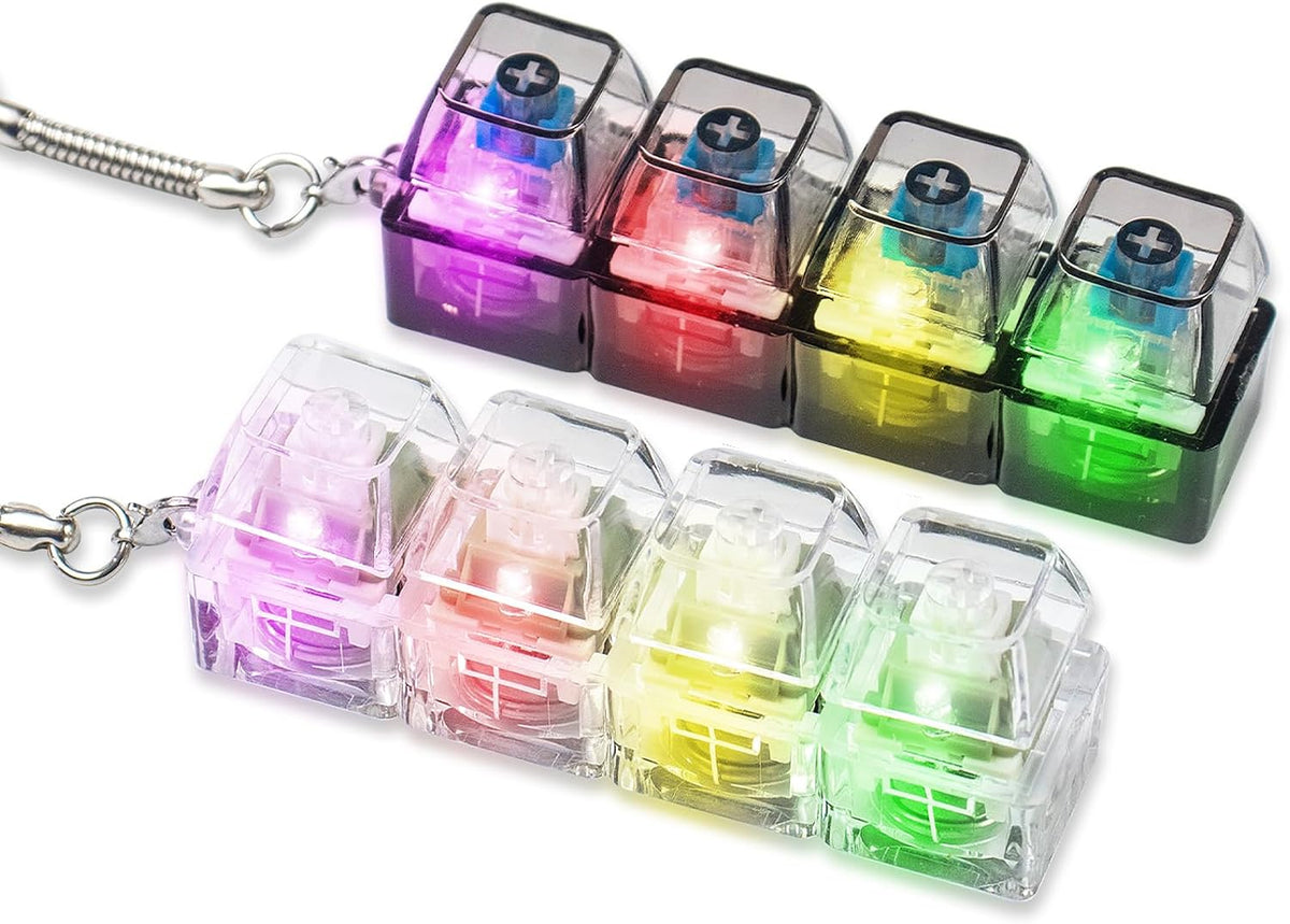 2 Pcs LED Keyboard Fidget Toy for Adults - Green Creamy+ Blue Switch