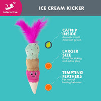 Quirky Kitty Ice Cream Kicker Catnip Crinkle Feather Soft Plush Cat - Pack of 1 / Ice Cream Kicker - image 2