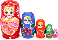Poplay 5-piece hand-painted wooden Russian nesting dolls with Christmas theme
