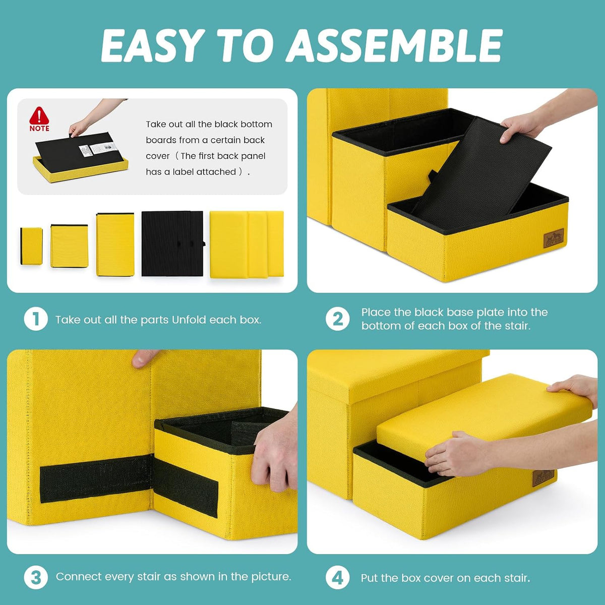 COZY KISS Dog Stairs with Storage, 16.7" H Wider Dog Steps - Yellow / 3 / 28.5x17x16.7 inch - image 4