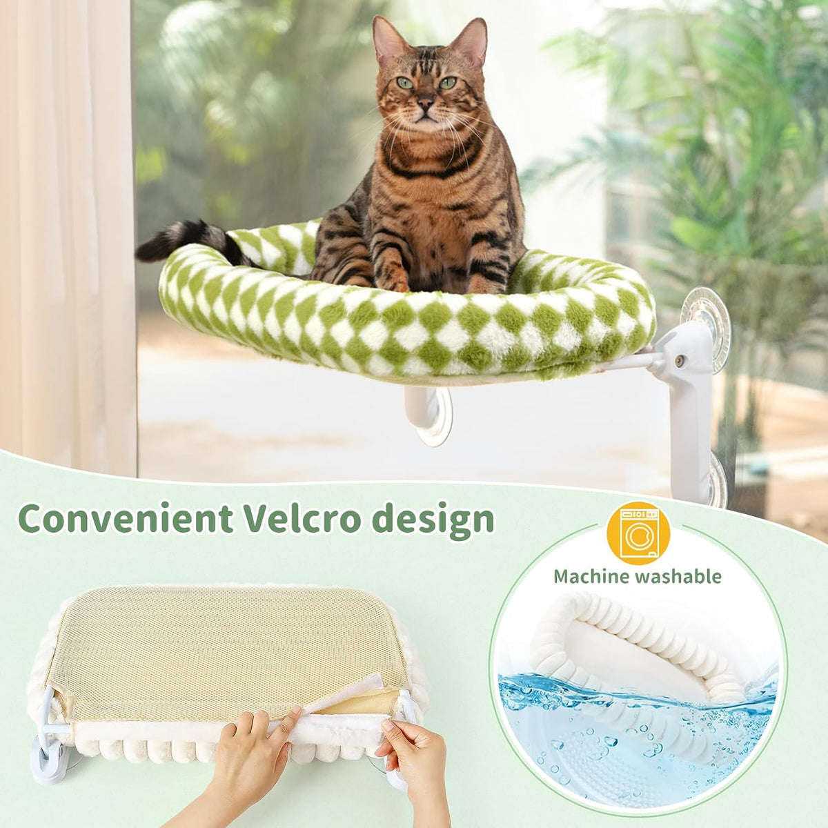 Sunhoo Foldable Cat Window Perch - Green / 23.62"L x 11.8"W x 9.45"TH - image 4