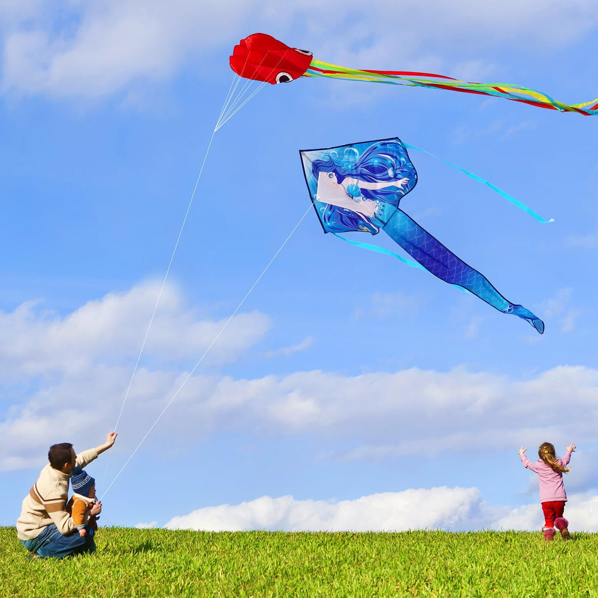 Honbo large mermaid delta kite for kids and adults in bright colors - view 9
