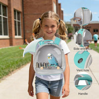 Small Bird Travel Backpack Carrier Cage - Green / Clear Bubble + Cups - image 3