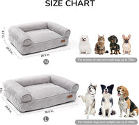 FUKUMARU Dog Couch Bed, Corduroy Cozy Cat Bed for Indoor Cats with Washable Cover, Supportive Waterproof Dog Beds Sofa for Small Dogs and Large Cats Cute, 28inch, Medium, Light Grey