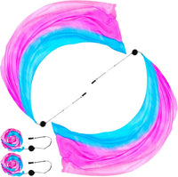 Jenaai silk veil poi set of 4 with black balls and adjustable chains in bright colors - view 6
