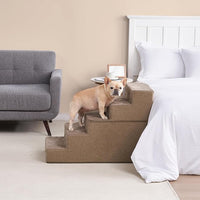 EHEYCIGA Dog Stairs for High Bed 25" H, 5-Step Extra Wide Dog Steps for Bed, Pet Steps for Small Dogs and Cats, Non-Slip Balanced Pet Ramp Indoor, Camel