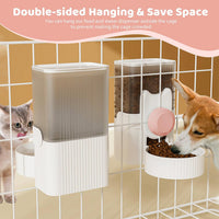 Hanging Cage Auto Pet Food Bowl Water Bottle Dispenser - Pink - image 3