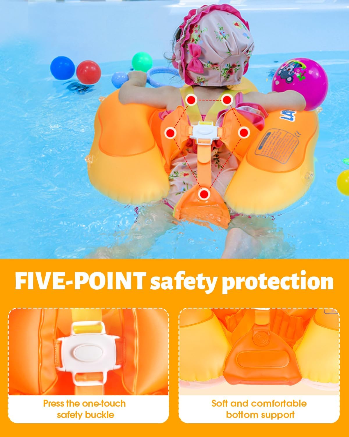 Baby Pool Float with Canopy UPF50+ - Large / yellow - image 4