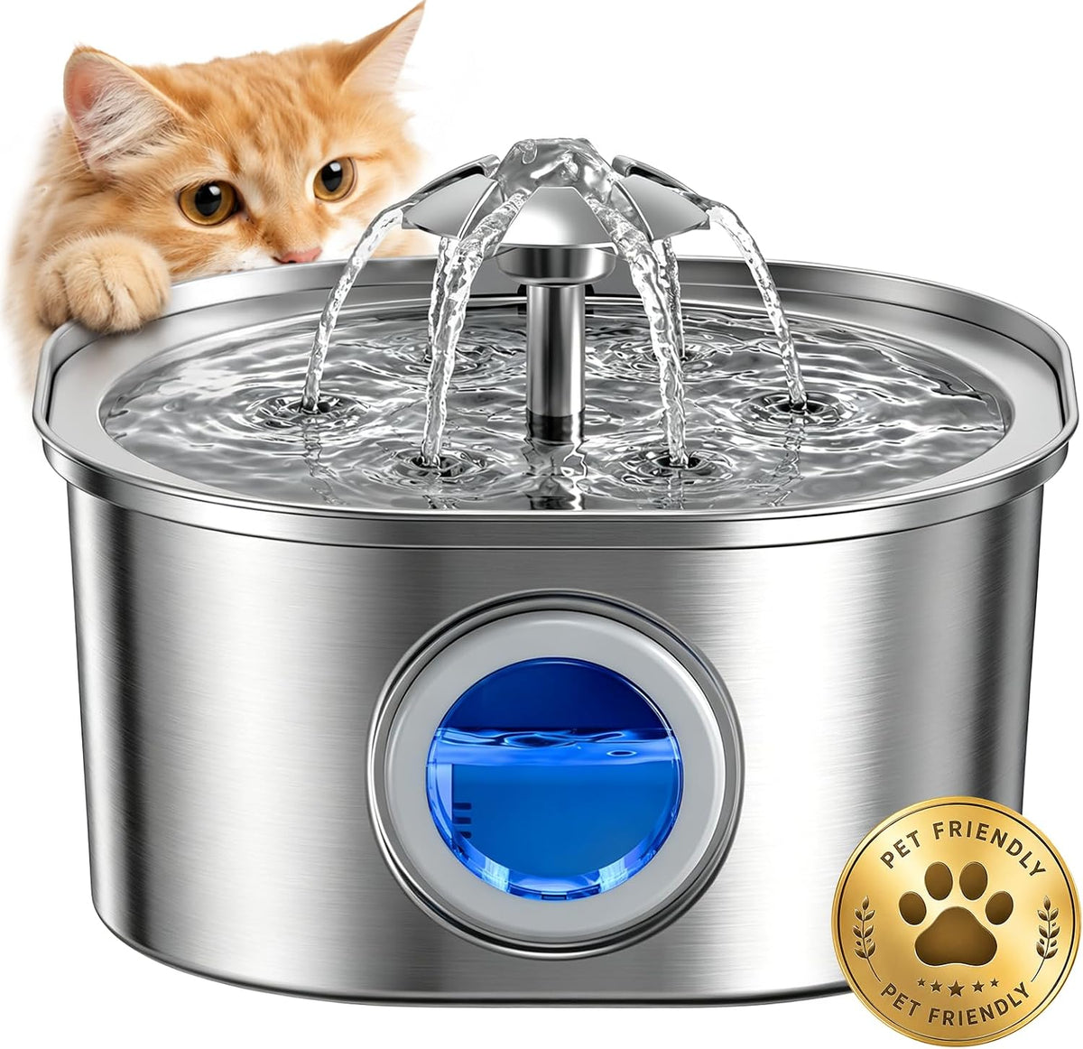 PEKTACO Cat Water Fountain, 1 Filter - 3.2L-HT+1 Filter