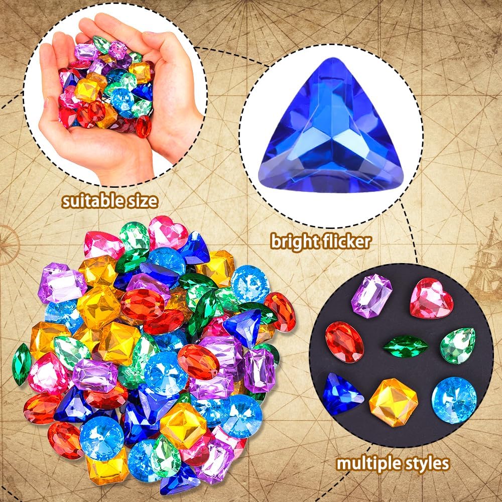 180 PCS Pirate Treasure Gem Toys Fake Acrylic Diamonds - Pirate Gems - image 3