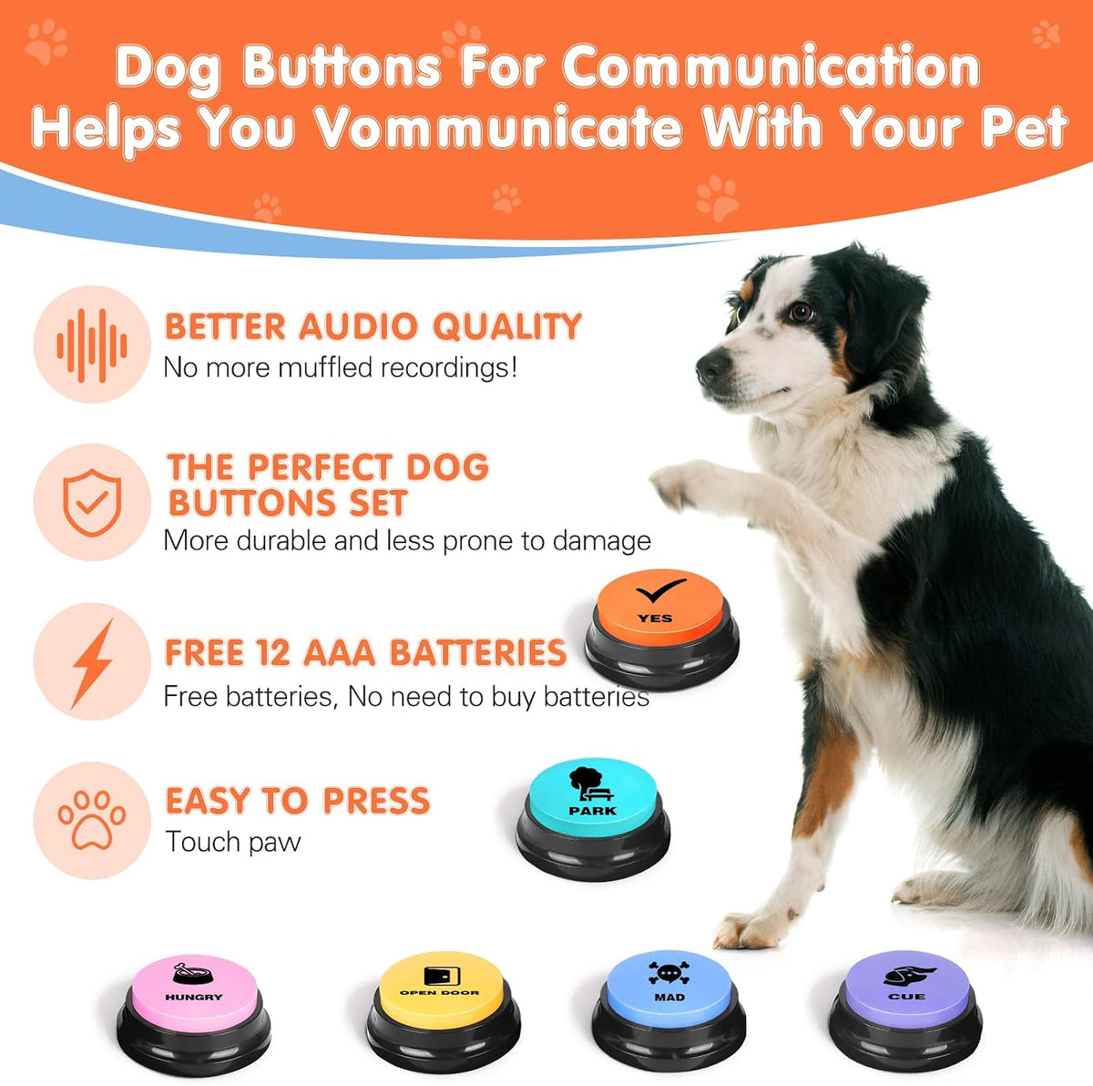 Dog Buttons for Communication, Talking Buttons for Dogs - 6 Pack - image 2