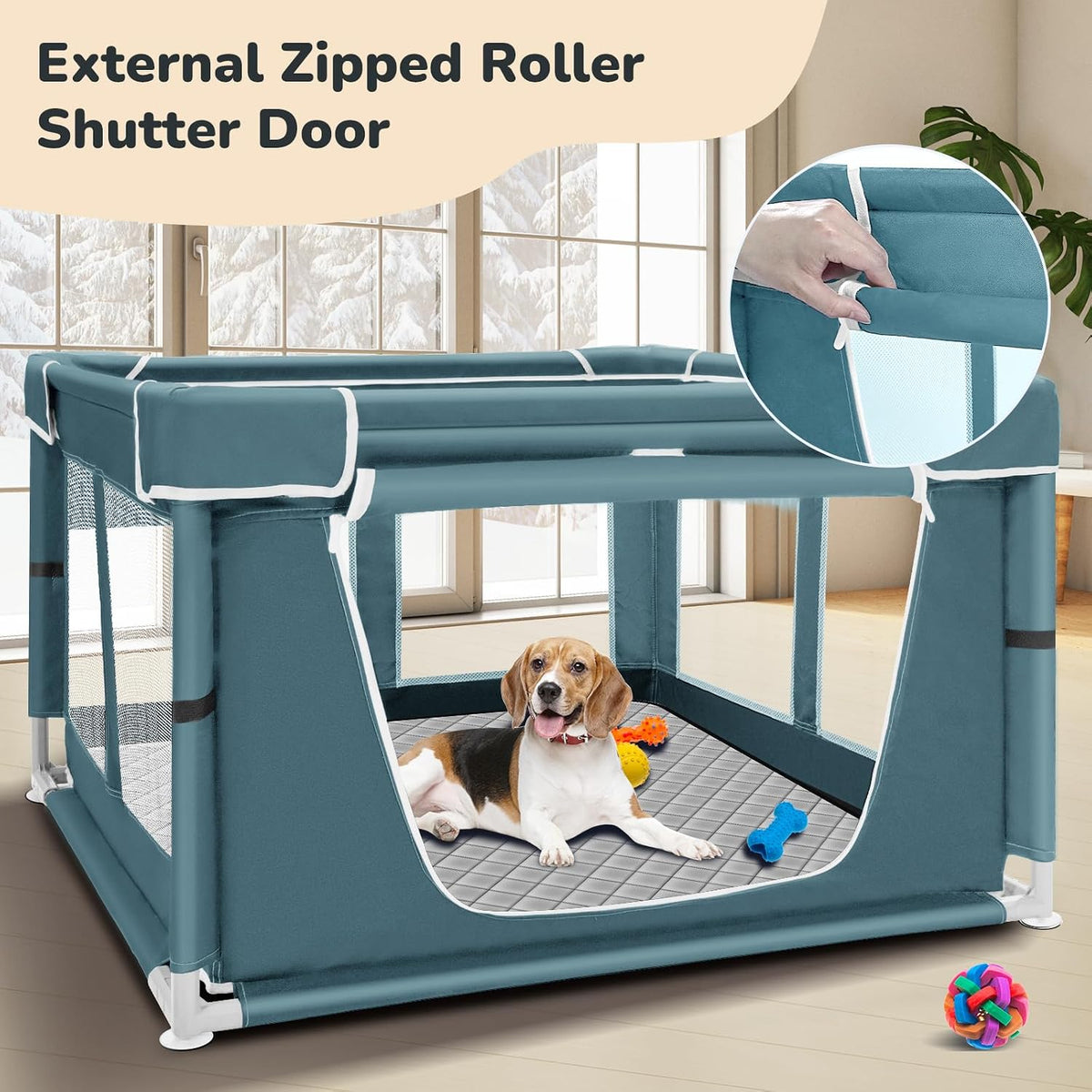 Puppy Playpen Indoor for Dog Small Pets - Green / 42 Inch Dog Playpen with Pee Pad - image 3