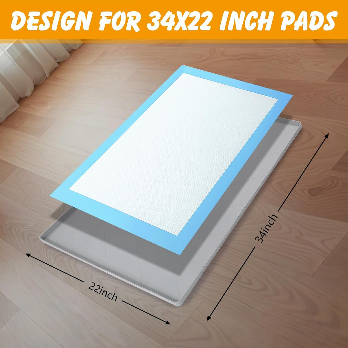 Silicone Dog Pee Pad Holder for 24 x 24 in Pads, Leak-Proof Tray – Essentials for Dogs - 34"L x 22"W - image 3