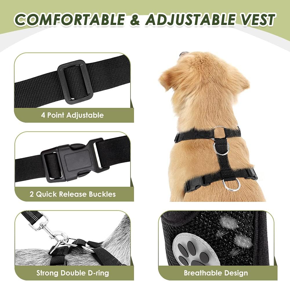 SlowTon Dog Seat Belt and Harness for Car, B M - Red / X-Small - image 4