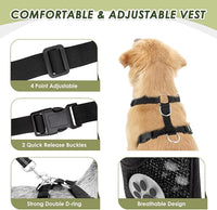 SlowTon Dog Seat Belt Harness for Car, Dog Car Harness Adjustable Mesh Breathable & Dog Seatbelt Safety Tether with Elastic Bungee for Small Medium Large Pets(Red, Double Clip, S)