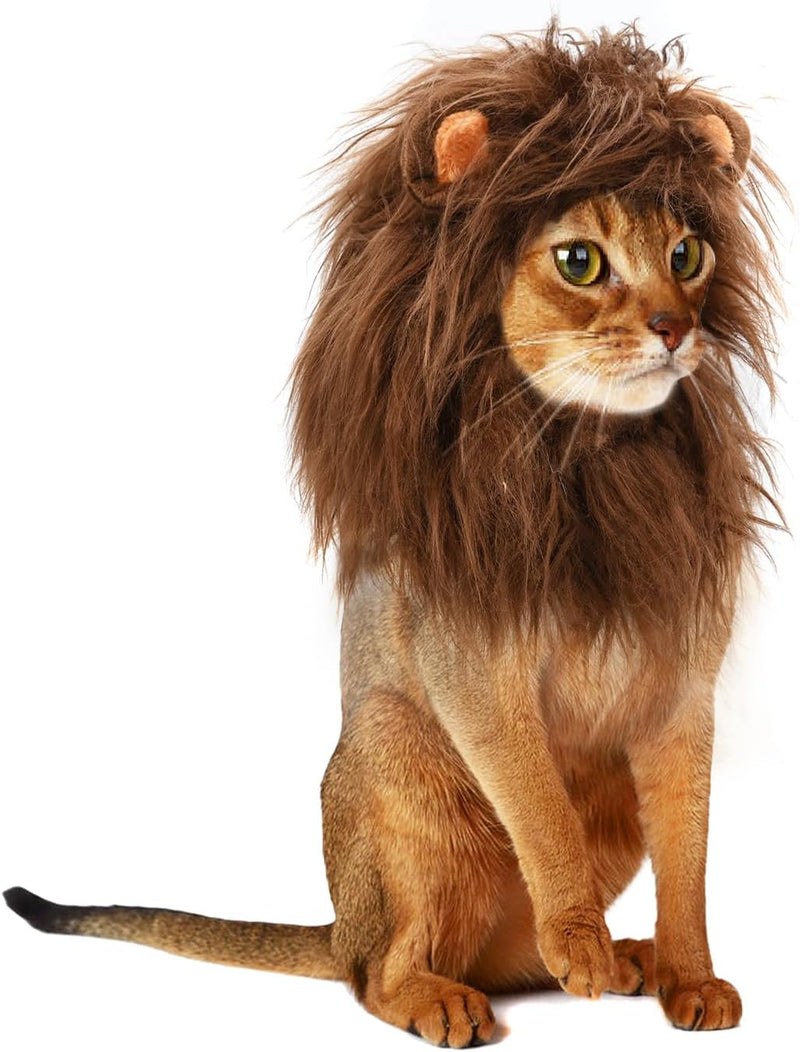 Lion Mane Wig for Cats and Dogs - Size S / Coffee