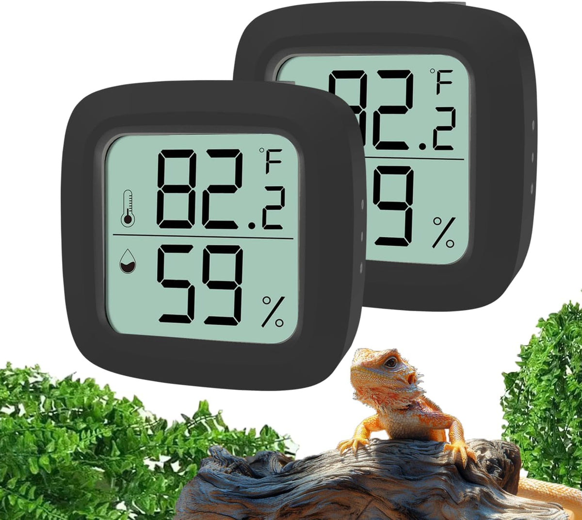 Reptile Thermometer and Hygrometer - KD30M-Black / 2Pack