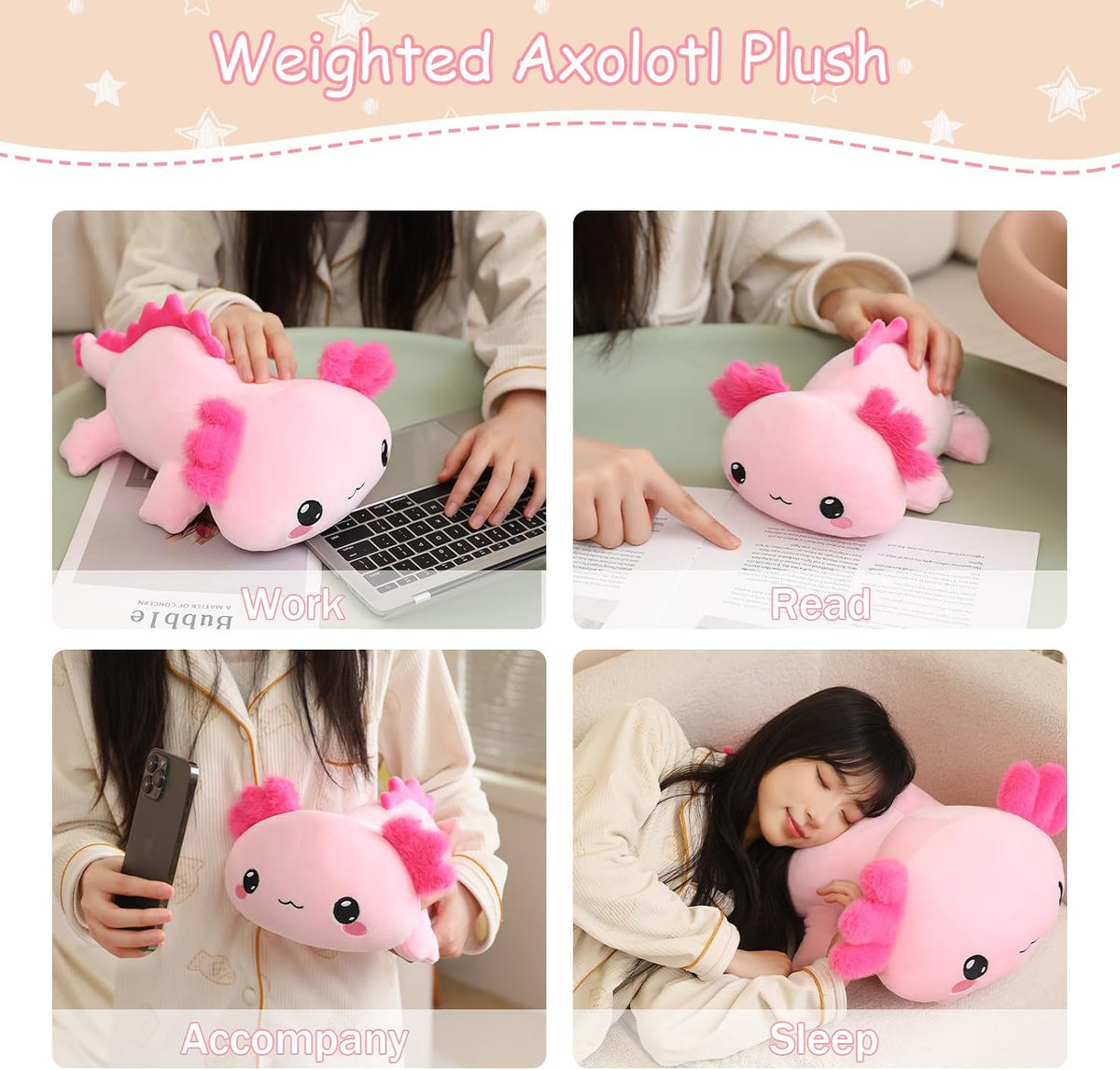 SQEQE Weighted Black Cat Plush - Axolotl / Large(23.6 Inch) - image 4