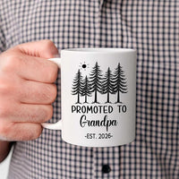 Personalized Grandpa EST 2026 Accent Mug Gift For New Grandad Grandfather, Customized Promoted To Grandpa White Coffee Mug 11 Oz 15 Oz, Pregnancy Announcement Travel Cup Gift For Pawpaw From Family