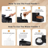 Gravity Cat Feeder and Water Dispenser with 304 Stainless Steel Bowls, 2 in 1 Automatic Cat Feeder with 180 Degree Rotatable Water Bowl, Large Capacity for Puppy Kitten Rabbits, Blue