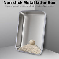 Stainless Steel Cat Litter Box 2 Pack-XXL Metal Litter Box for Adult Big Cats,Stainless Steel LitterBox Multiple Cats, Cat LitterBox -Pet Toilet Easy to Clean,Non Stick, No Smell