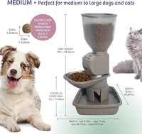 Automatic Dog & Cat Food Feeder with Water Dispenser – Smart Pet Feeder with Portion Control, OLED Display, Anti Jam Design, Battery Operated Dispenser for Medium/Large Pets - Taupe