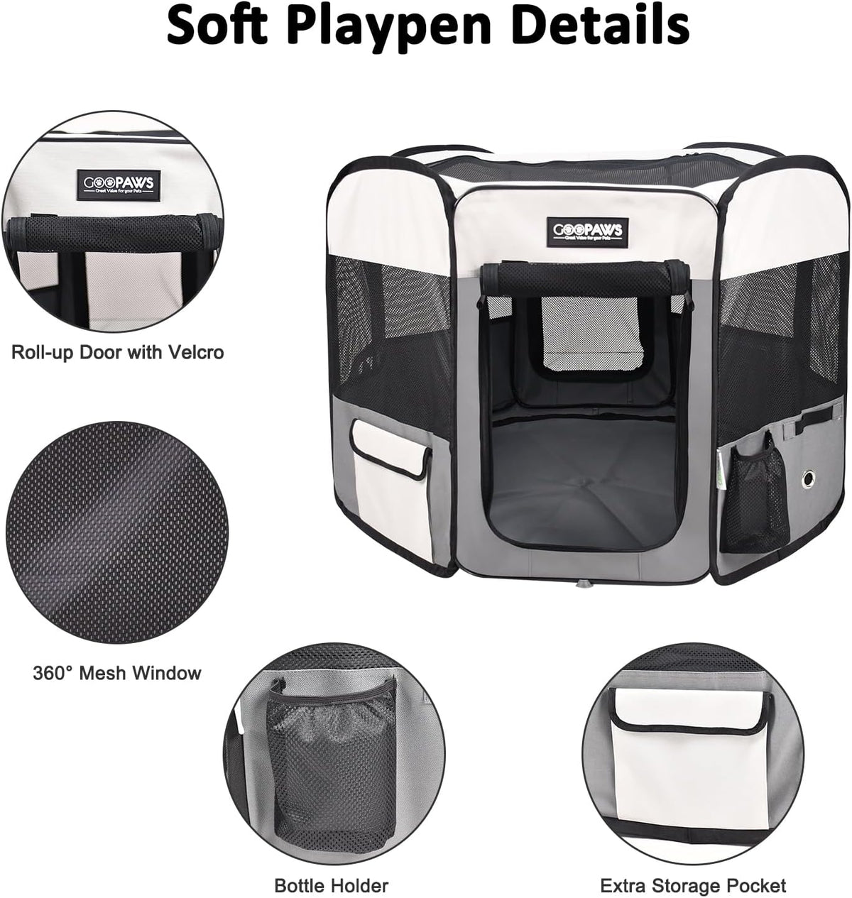 JESPET 61" Pet Dog Playpens - Light Grey / 45x45x24 Inch (Pack of 1) - image 4