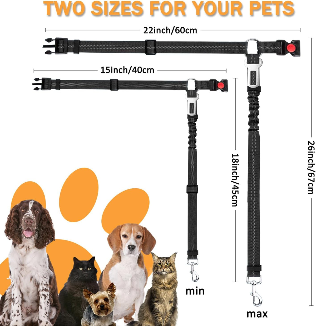 Vehicle Harnesses, 2 in1 Dog Belts for Cars - image 3