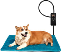 Niubya Pet Heating Pad for Dogs Cats with Timer and Soft Cover - Lake Blue / 30" x 18"