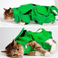 HDKUW Cat Grooming Bag,Foldable Travel Carrier for Cats,Anti-Bite Anti-Scratch Cat Grooming Restraint Bag,Pet Carrier for Administering Eye Drops,Ear Cleaner,Clipping Nails Green L